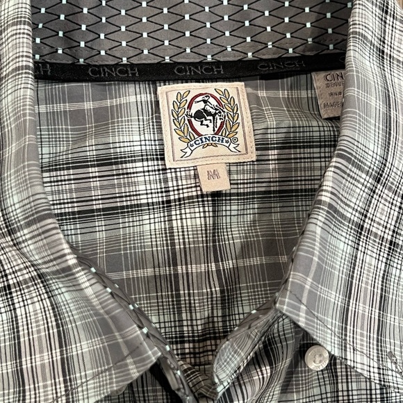CINCH Men’s Medium Longe Sleeve Logo Plaid Cowboy Western Pattern Cuff RG - Picture 8 of 11